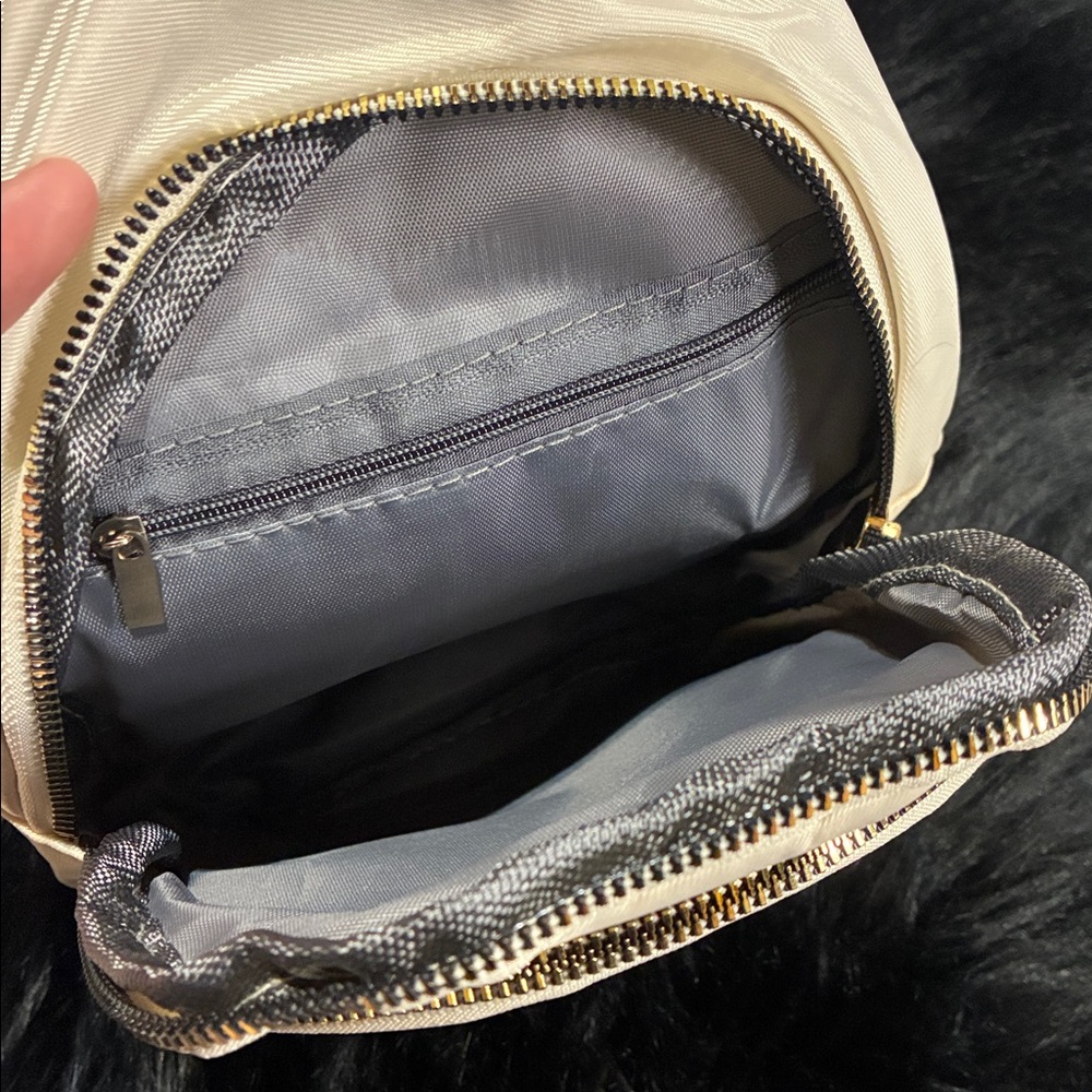 White Quilted Sling Bag with Gold Accents - Picture 4 of 6